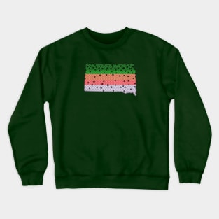 Trout Fishing Rainbow Trout Pattern South Dakota State Map Crewneck Sweatshirt